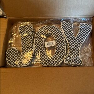 MacKenzie-Childs Black and White Checkered JOY Letters